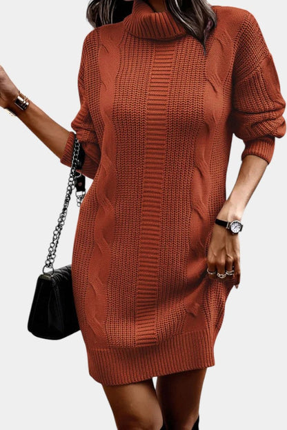 Robe en maille pour femme avec col roulé
