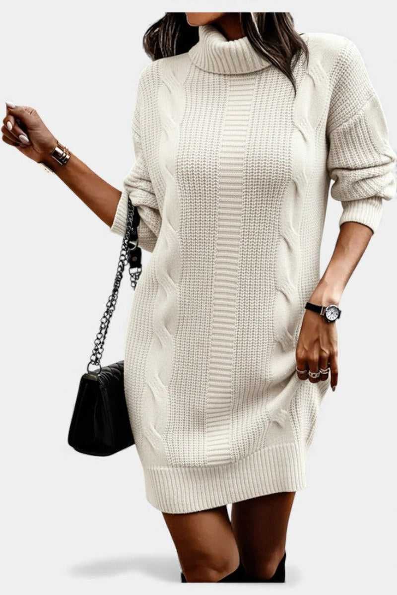 Robe en maille pour femme avec col roulé