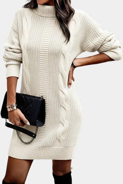 Robe en maille pour femme avec col roulé
