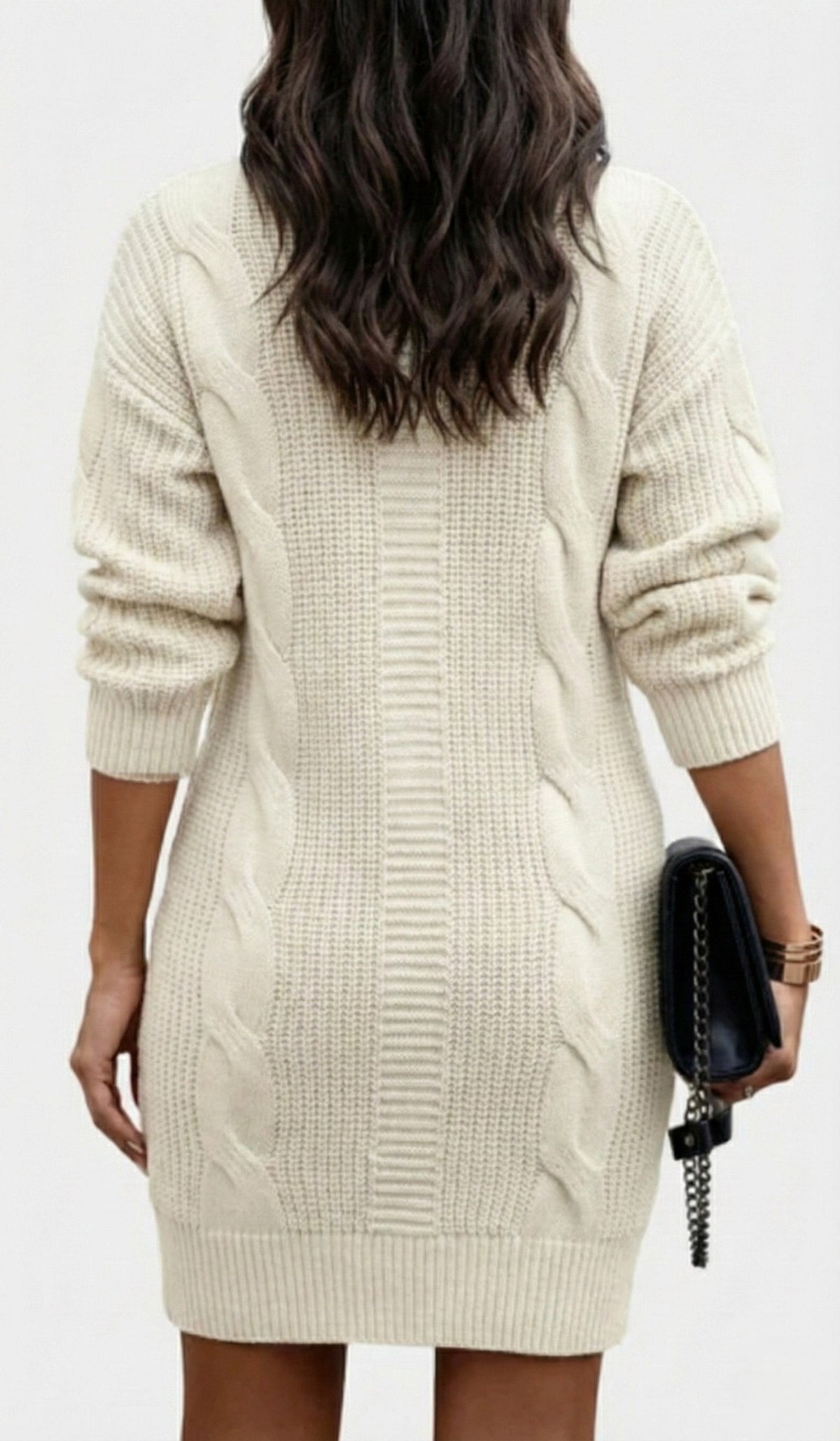 Robe en maille pour femme avec col roulé