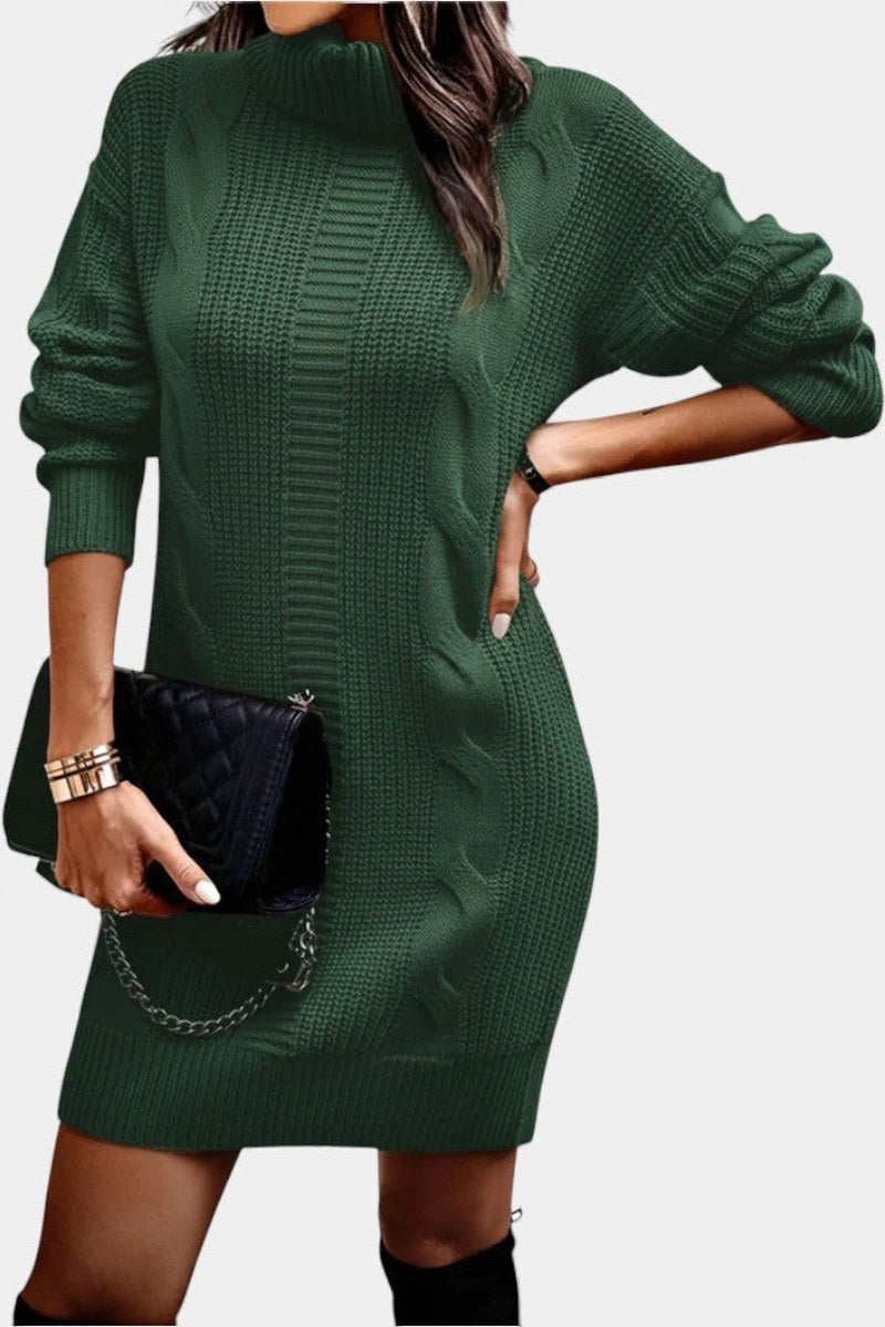 Robe en maille pour femme avec col roulé