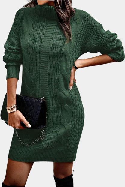 Robe en maille pour femme avec col roulé