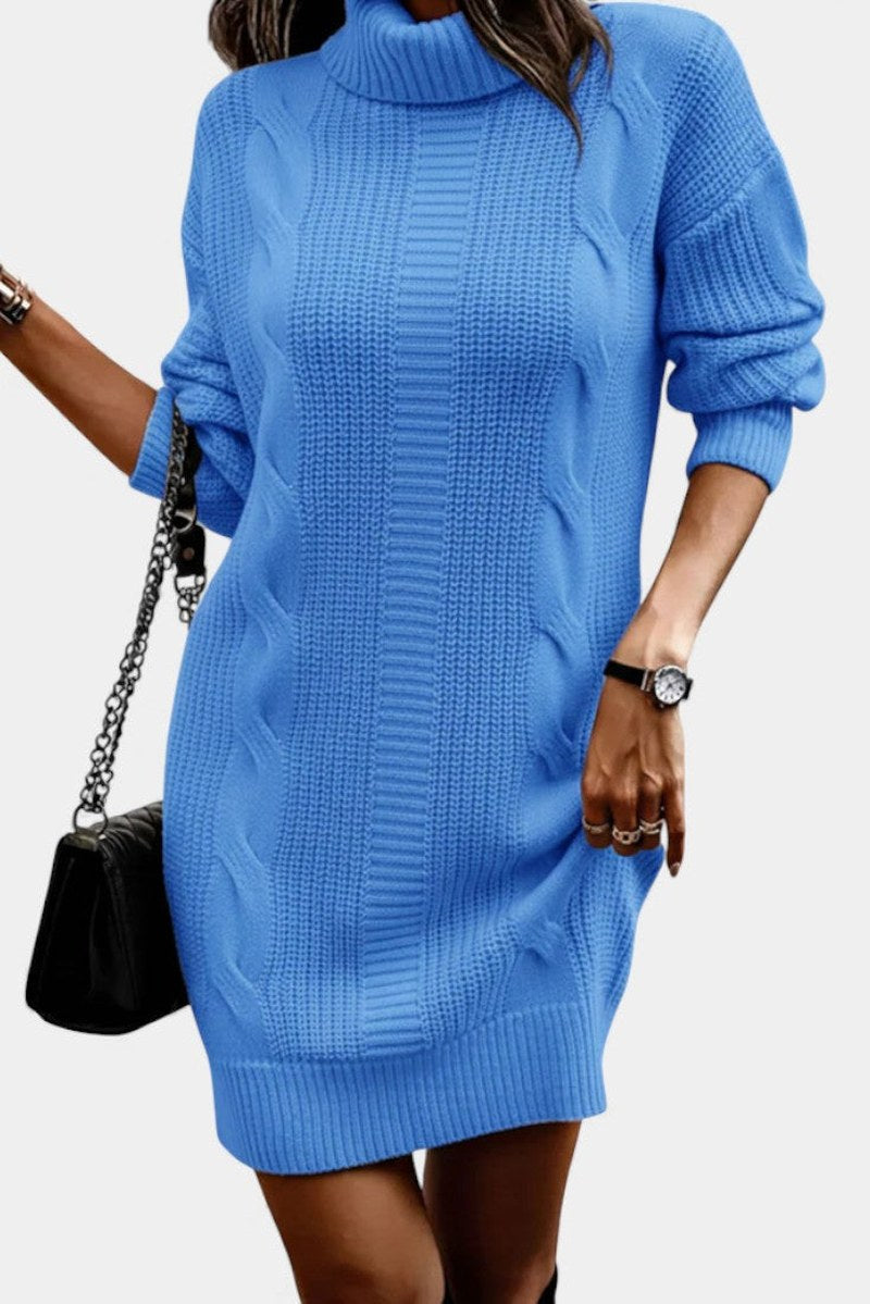 Robe en maille pour femme avec col roulé