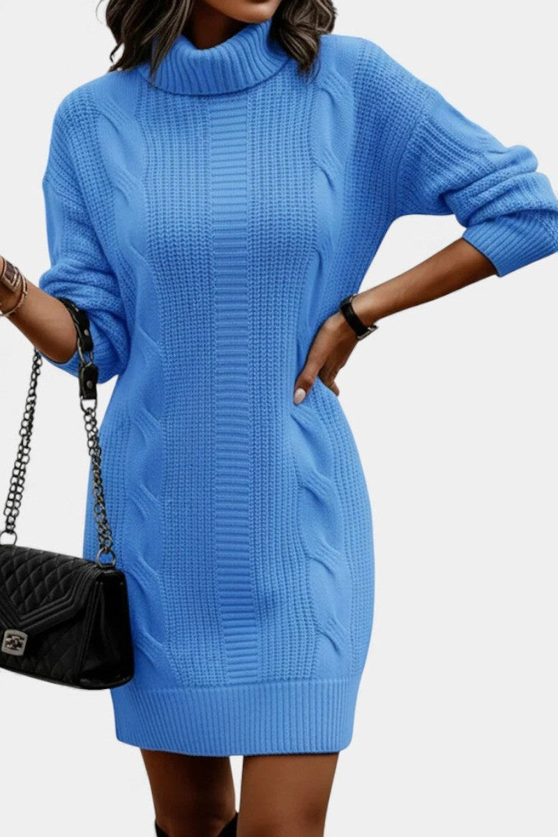 Robe en maille pour femme avec col roulé