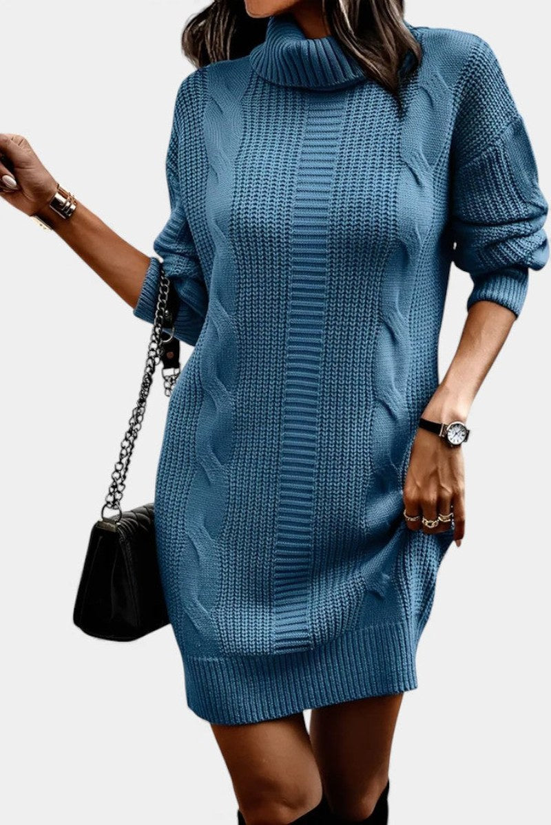 Robe en maille pour femme avec col roulé