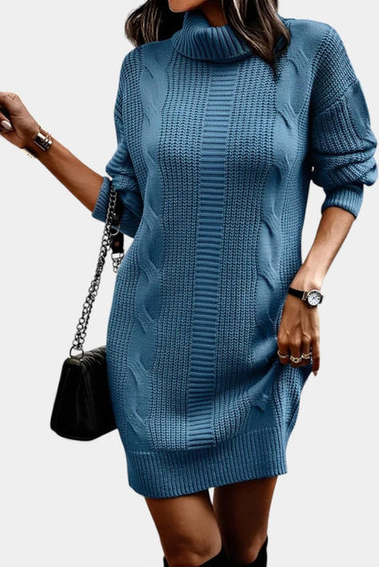 Robe en maille pour femme avec col roulé