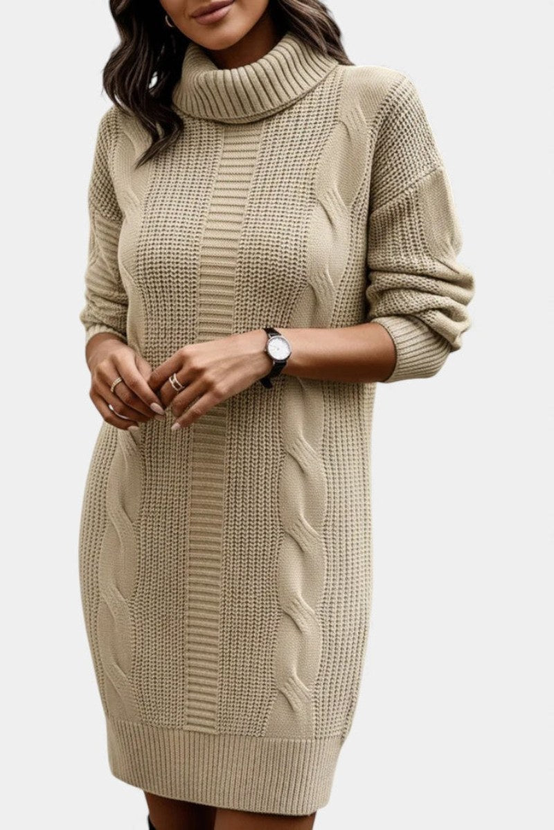 Robe en maille pour femme avec col roulé