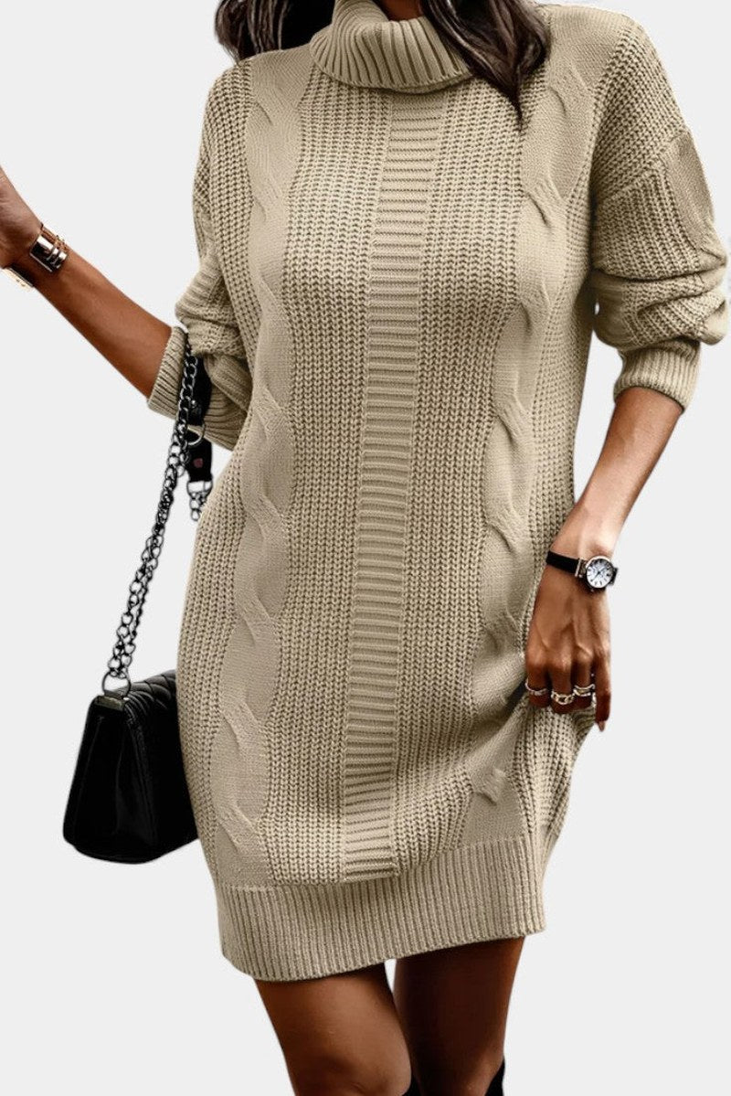 Robe en maille pour femme avec col roulé