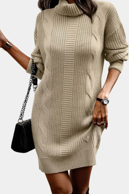 Robe en maille pour femme avec col roulé
