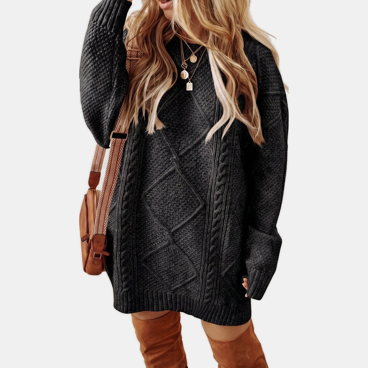 Robe pull oversize couleur anthracite, vue arrière