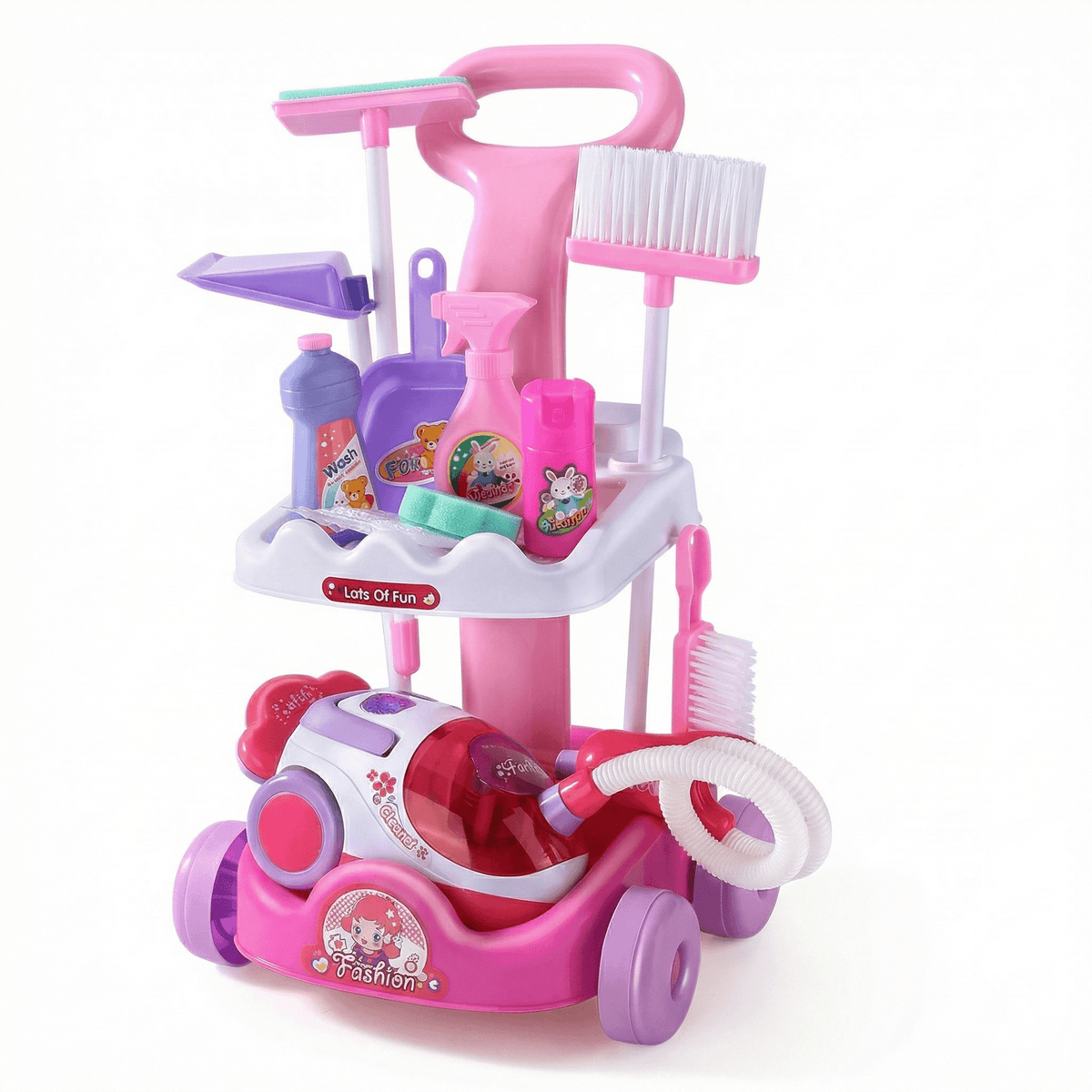 Variante chariot avec accessoire aspirateur factice, vue de côté