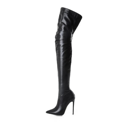 bottines femme sur-genou avec talon bloc doré, vue de derrière