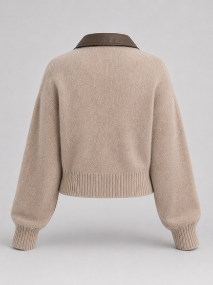 cardigan en maille douce, détail de la fermeture éclair