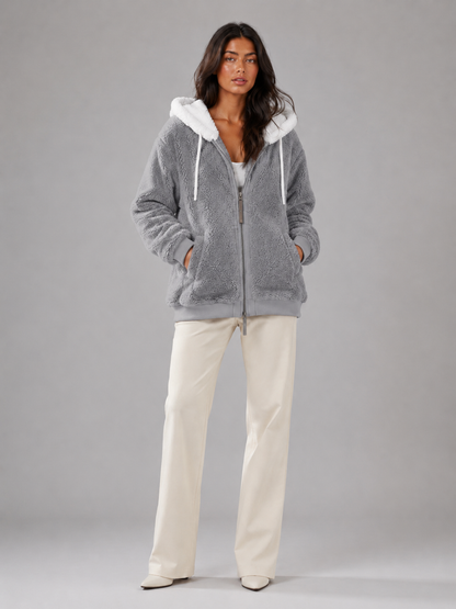 Veste matelassée à capuche pour femme avec doublure sherpa