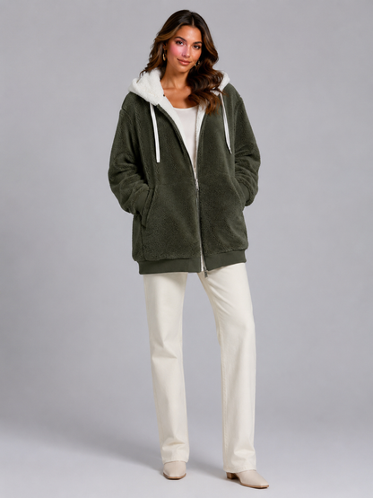 Veste matelassée à capuche pour femme avec doublure sherpa