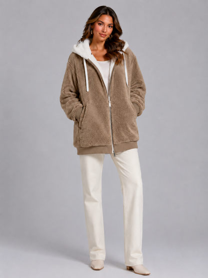 Veste matelassée à capuche pour femme avec doublure sherpa