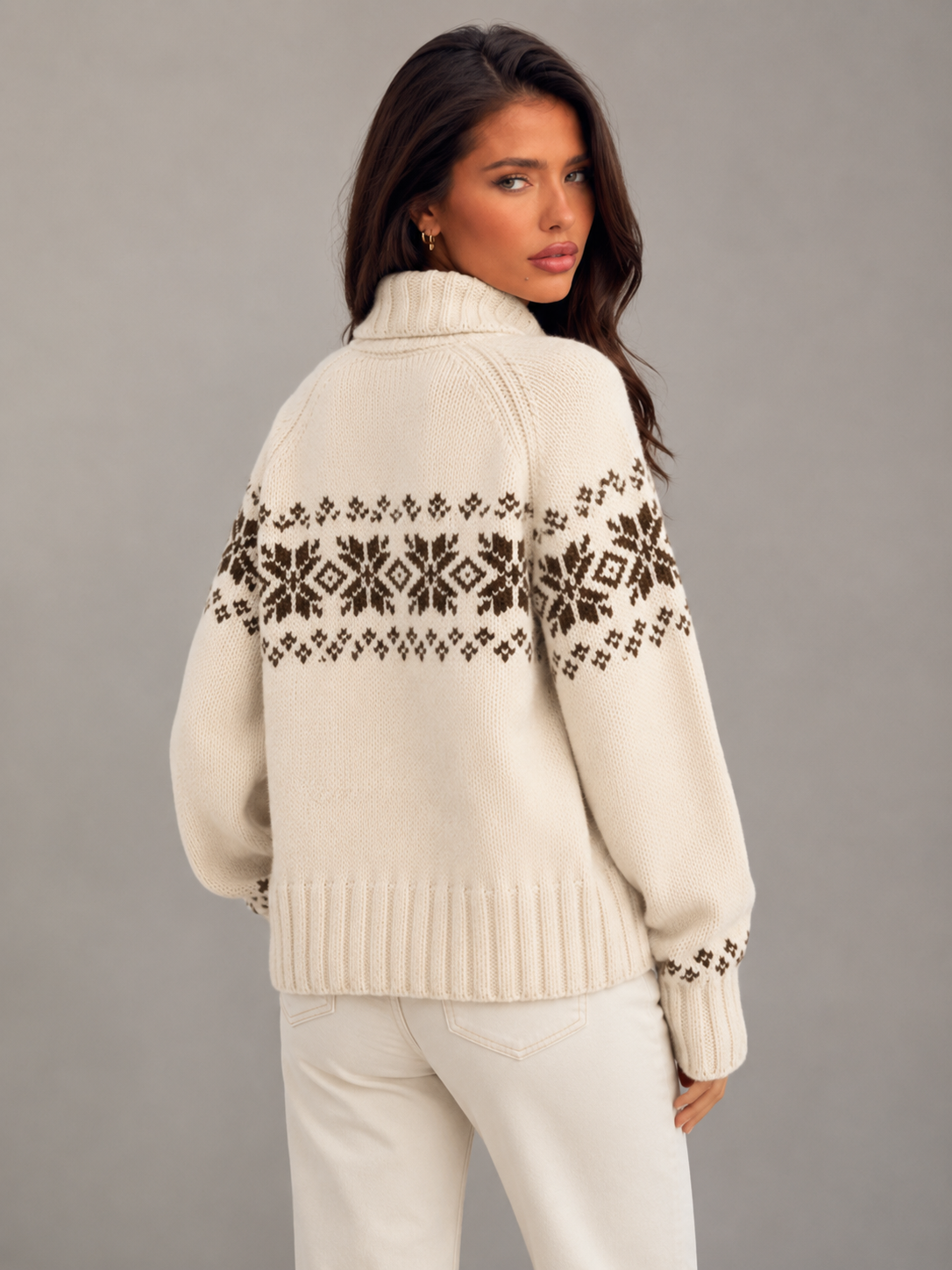 Gilet en maille pour femme, vue de dos