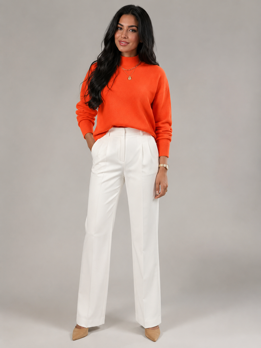 pull en maille douce pour femme avec col montant, vue avant