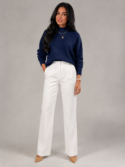 pull en maille douce pour femme avec col montant, détail du col