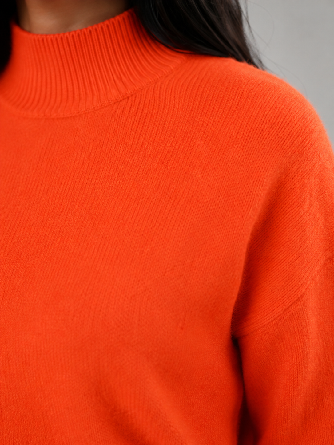 pull en maille douce pour femme avec col montant, couleur rose