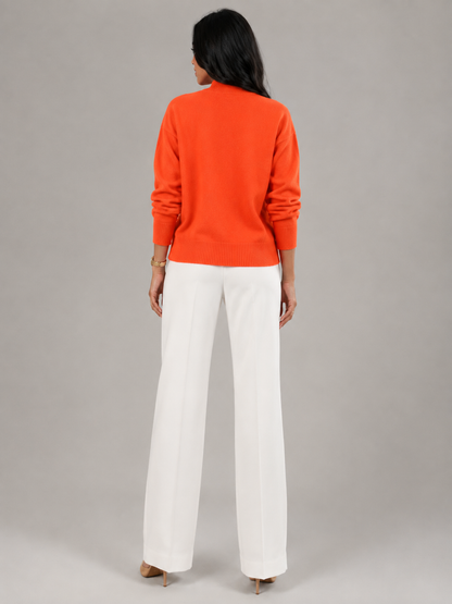 pull en maille douce pour femme avec col montant, couleur marine