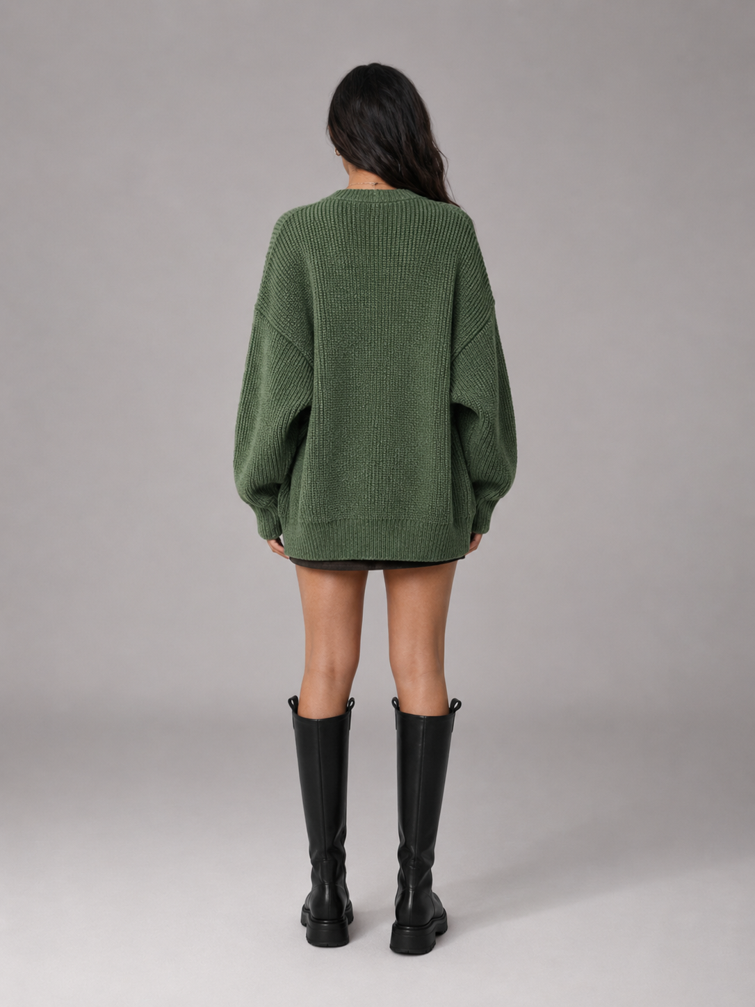 cardigan oversized en maille épaisse, détail du col en V