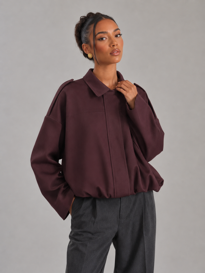 Veste utilitaire décontractée pour femme, couleur Bourgogne