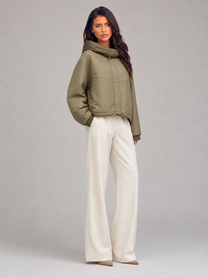 Veste à capuche rembourrée pour femme, plat