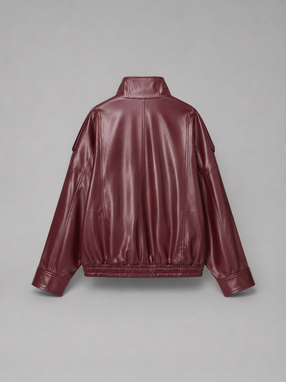 Veste bomber en cuir synthétique, détail du zip