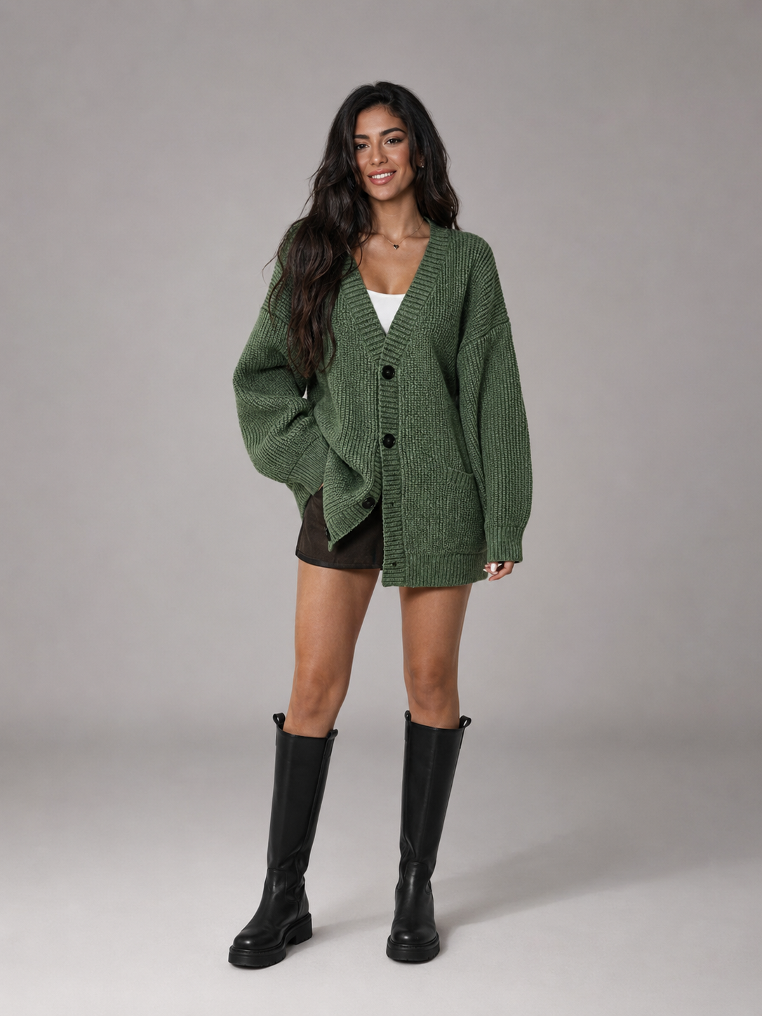 cardigan oversisé en maille épaisse, vue de face