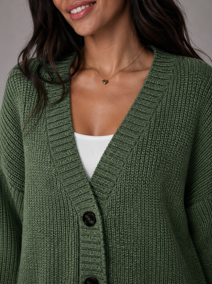 cardigan oversisé en maille épaisse, couleur vert