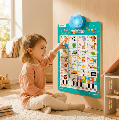 Affiche murale interactive ABC avec piano intégré fixée au mur