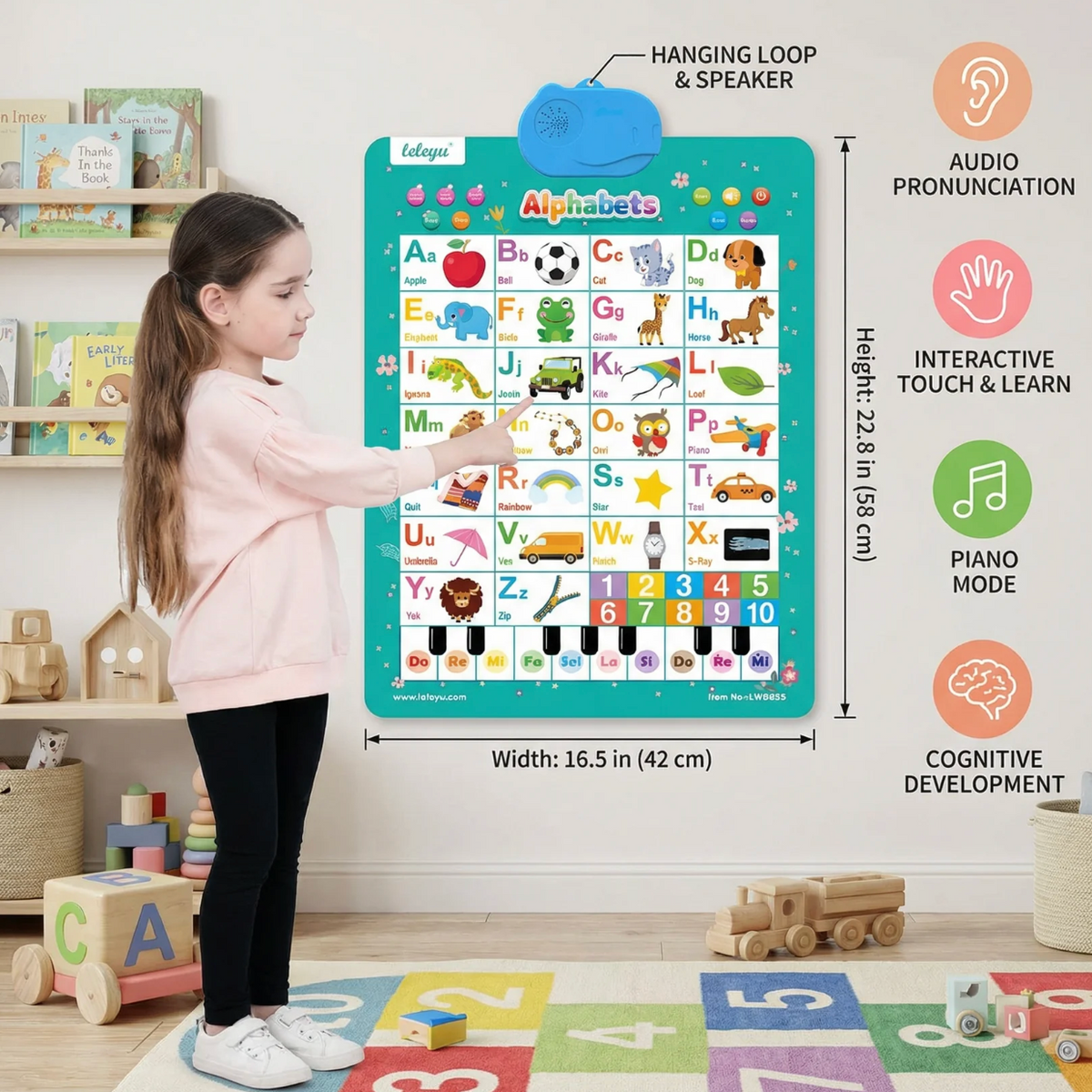 Gros plan du clavier de piano intégré au bas de l'affiche murale