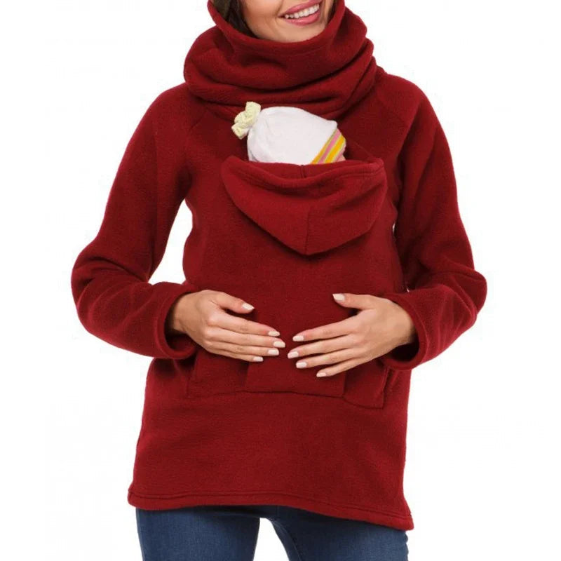 Veste de grossesse et de portage de bébé en fleece, poche kangourou