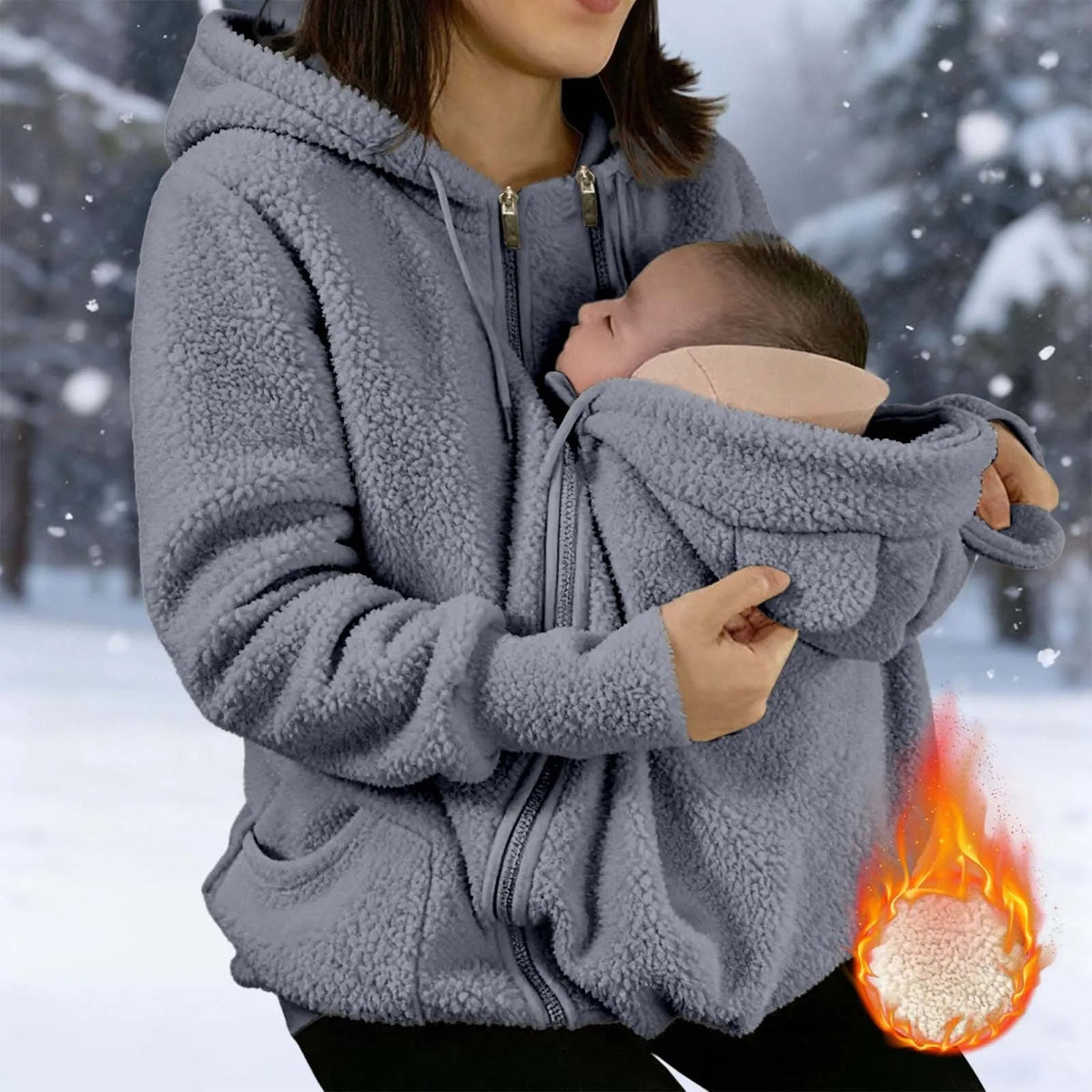 Blouson de fleece pour porter bébé, sur mannequin