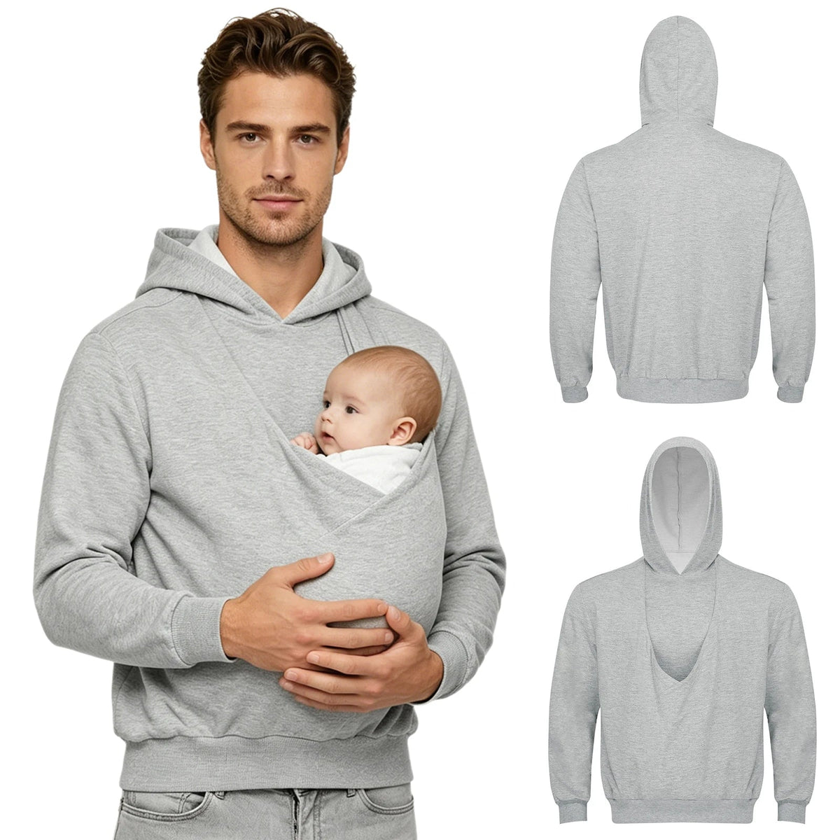 Chandail de portage de bébé avec poche kangourou pour hommes, détail de la poche