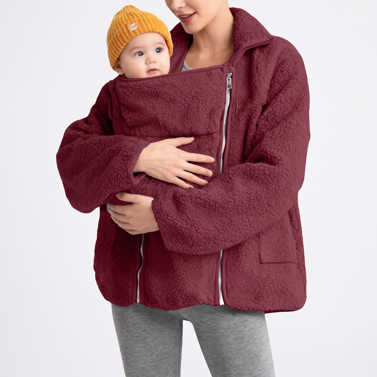 Veste de grossesse en fleece, avec fermeture éclair avant