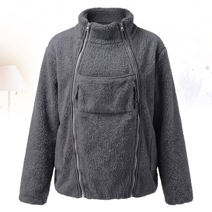 Veste de grossesse en fleece, sur un porte-bébé