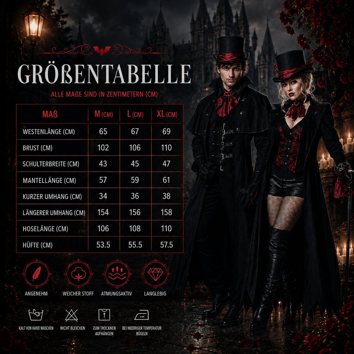 costume de vampire pour adulte, modèle complet
