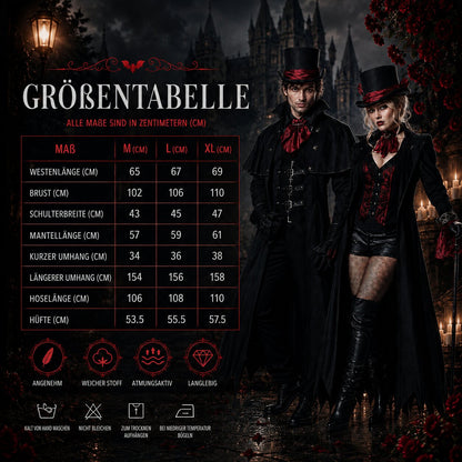 costume de vampire pour adulte, modèle complet
