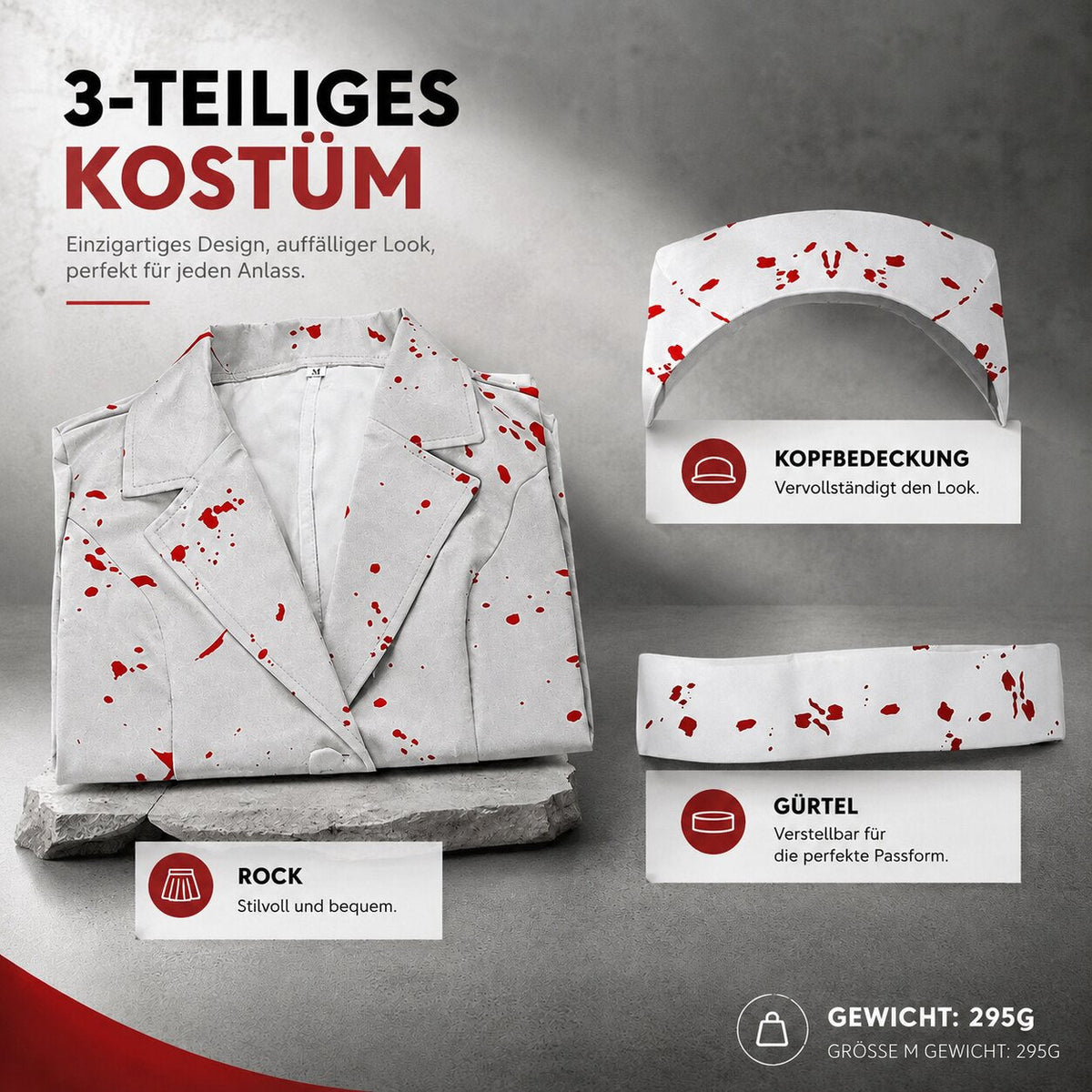 costume d'infirmière ensanglantée, en différentes tailles