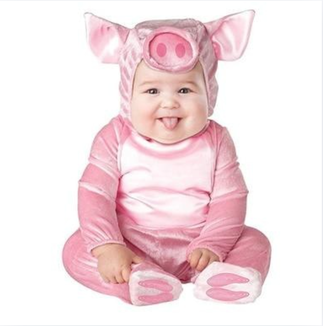 Bébé portant une combinaison de Halloween motif cochon