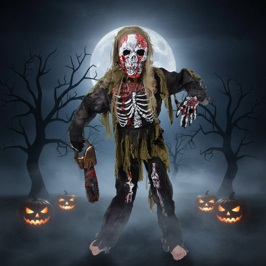 Déguisement de zombie squelette enfant, vue de face