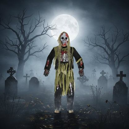 Déguisement de zombie squelette enfant, vue de dos
