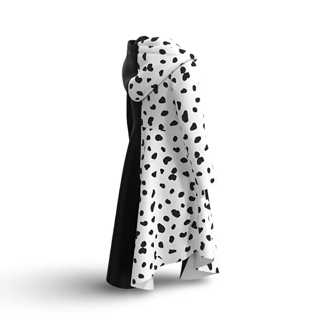 Emballage du déguisement robe à pois noir et blanc