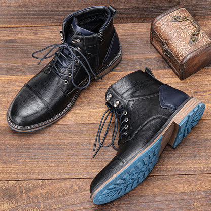 Bottines d'hiver en cuir pour hommes, vue de dessus