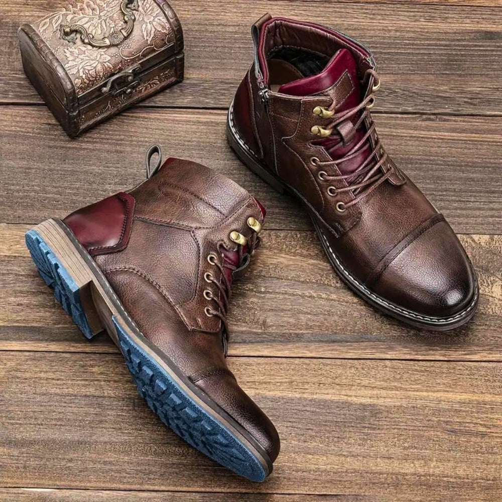 Bottines d'hiver en cuir pour hommes, détail de la semelle