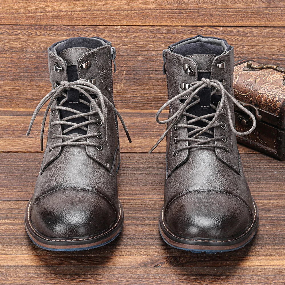 Bottines d'hiver en cuir pour hommes, vue de dos