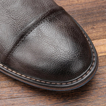 Bottines d'hiver en cuir pour hommes, détail de la fermeture