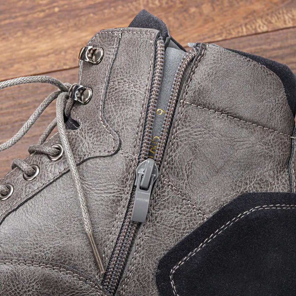 Bottines d'hiver en cuir pour hommes, détail de la doublure